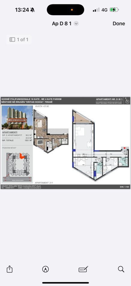 Tirane, shitet apartament 2+1 Kati 8, 120 m² 216.180 € (Dritan Hoxha)