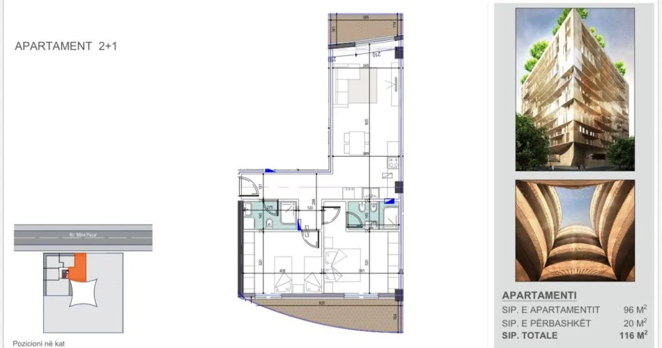 Tirane, shitet apartament 2+1+Ballkon Kati 4, 116 m² 298.700 € (Mine Peza RESIDENCE E PERFUNDUAR)