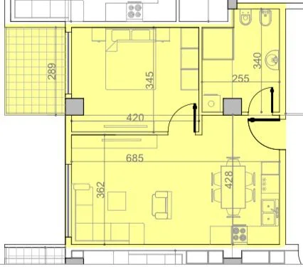 Tirane, shitet 1+1 Kati 6, 69 m² 77.000 € (Paskuqan)