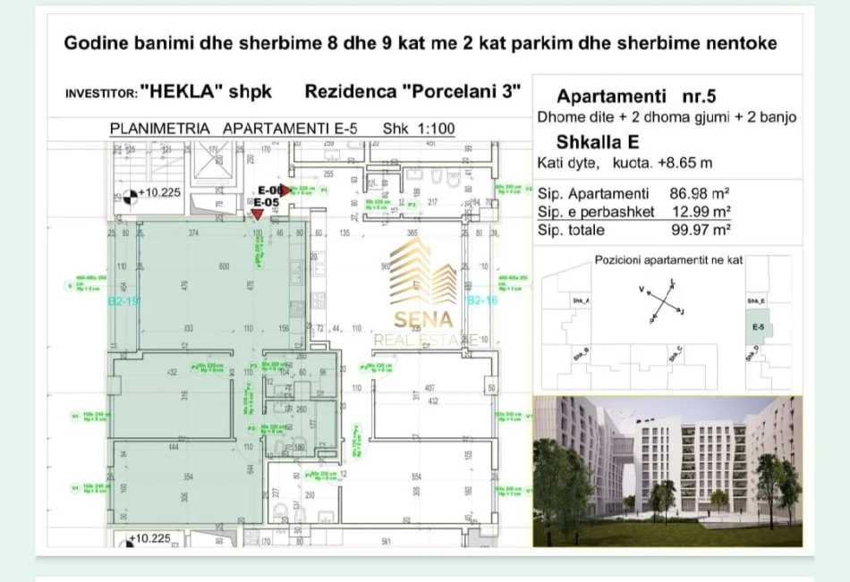 Tirane, shitet apartament 2+1+Ballkon Kati 2, 100 m² 160.000 € (Porcelan)