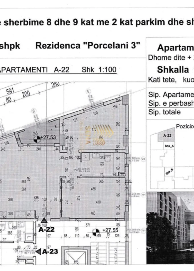 Tirane, shitet apartament 2+1+Ballkon Kati 8, 105 m² 175.350 € (Porcelan)