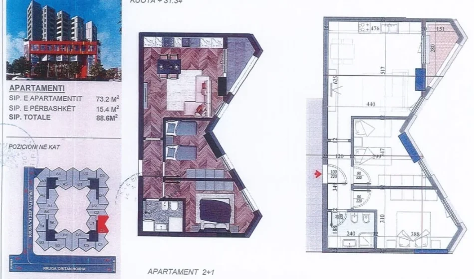 Tirane, shitet apartament 2+1+Aneks+Ballkon Kati 6, 90 m² 165.000 € (Rruga Dritan Hoxha)