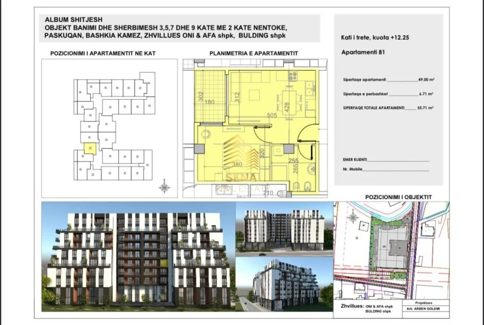 Tirane, shitet apartament 1+1+Ballkon Kati 3, 56 m² 69.700 € (Paskuqan)