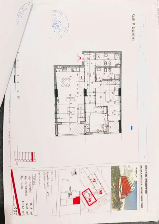 Tirane, shitet apartament 2+1 Kati 9, 110 m² 199.000 € (Oxhaku)