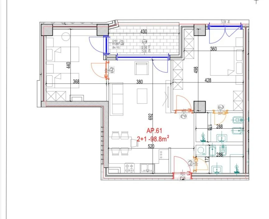 Tirane, shitet apartament 2+1 Kati 5, 118 m² 213.200 € (Don Bosko)