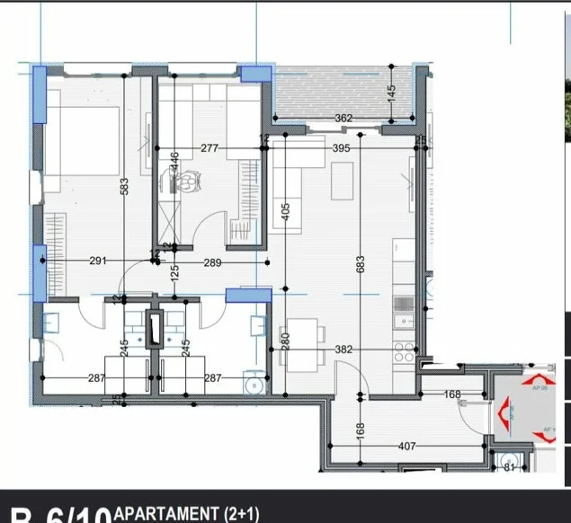Tirane, shitet apartament 2+1 Kati 6, 110 m² 115.400 € (Paskuqan)