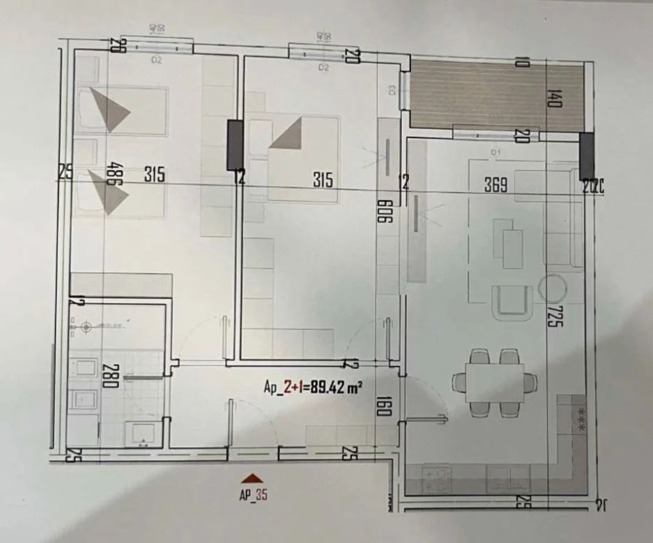 Tirane, shitet apartament 2+1+Ballkon Kati 4, 105 m² 84.500 € (KAMEZ)