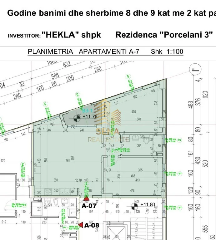 Tirane, shitet apartament 2+1+Ballkon Kati 3, 104 m² 166.700 € (Rezidenca Porcelan 3)