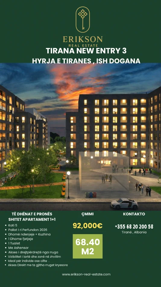 Tirane, shitet apartament 1+1 Kati 5, 68 m² 92.000 € (Ish dogana)