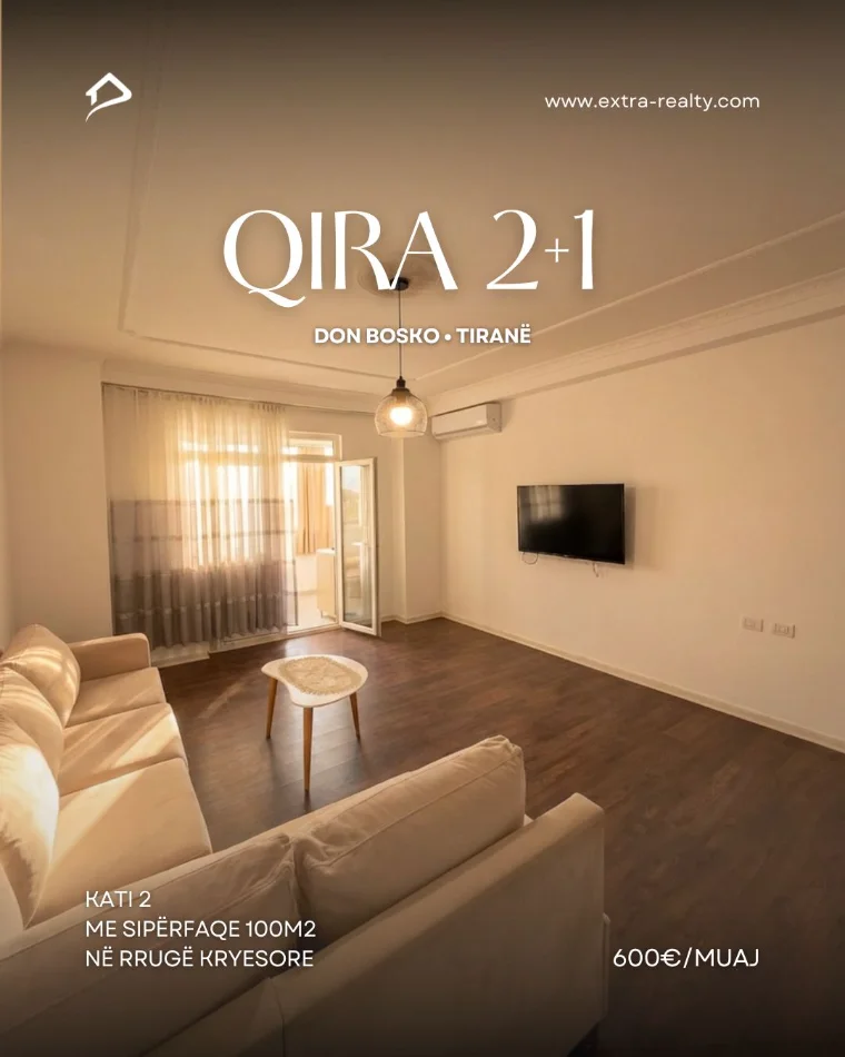 Tirane, jepet me qera apartament 2+1 Kati 2, 100 m² 600 € 