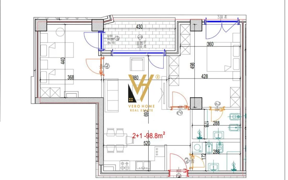 Tirane, shitet apartament 2+1+Ballkon Kati 9, 98 m² 212.000 € (DON BOSKO)