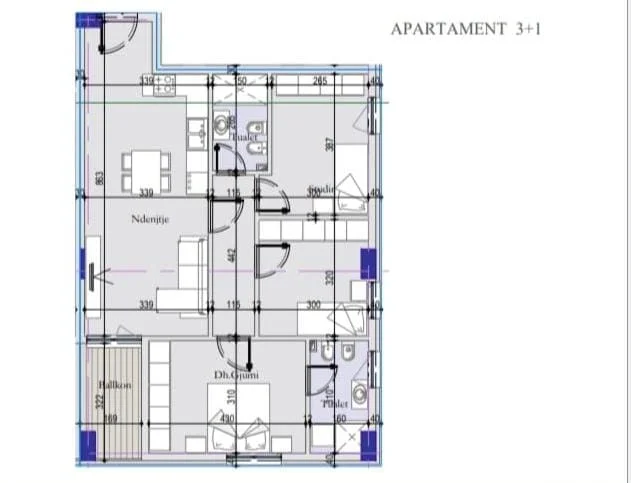 Tirane, shitet apartament 3+1 Kati 4, 109 m² 142.700 € (Dogana)