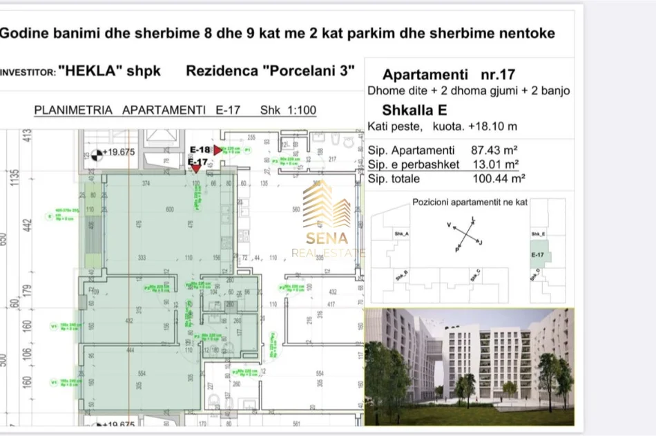 Tirane, jepet me qera apartament 2+1+Ballkon Kati 5, 100 m² 160.000 € (Porcelan)