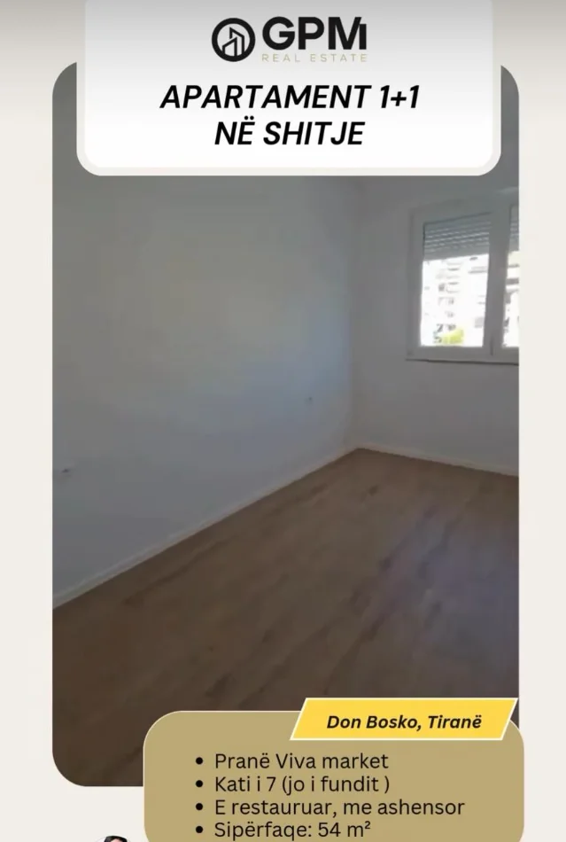 Tirane, shitet apartament 1+1 Kati 7, 115.000 €