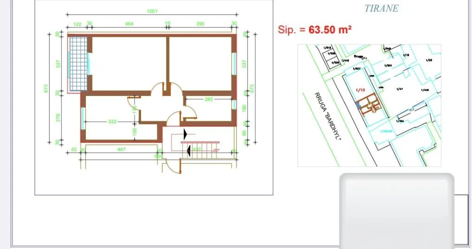 Tirane, shitet apartament 2+1 Kati 3, 58 m² 148.000 € (rruga bardhyl)