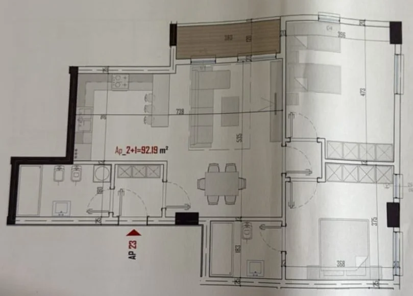 Tirane, shitet apartament 2+1+Aneks+Ballkon Kati 3, 106 m² 105.490 € 
