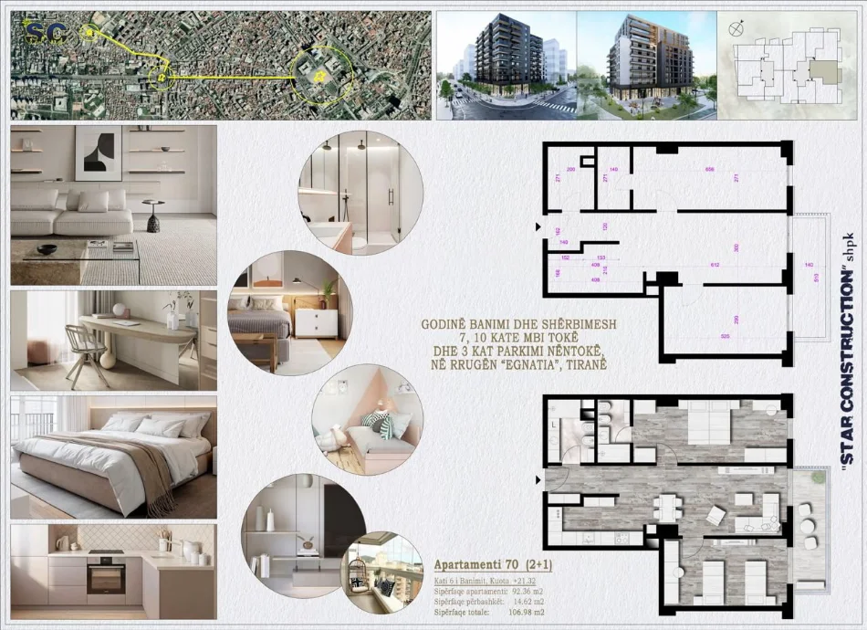 Tirane, shes apartament 2+1 Kati 7, 107 m² 203.262 € (Don Bosko Rruga Egnatia)