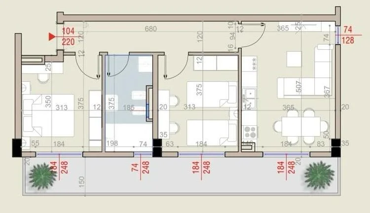 Tirane, shitet 2+1 Kati 1, 92 m² 166.284 € (Sauk)