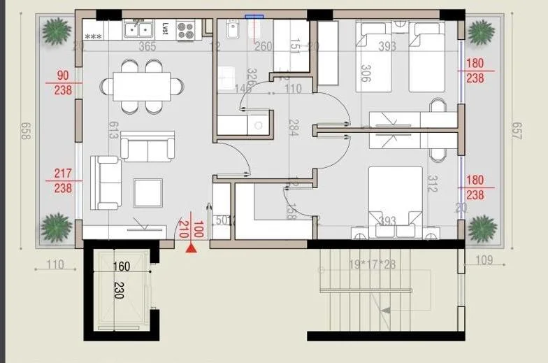 Tirane, shitet apartament 2+1 Kati 1, 95 m² 171.000 € (Sauk)