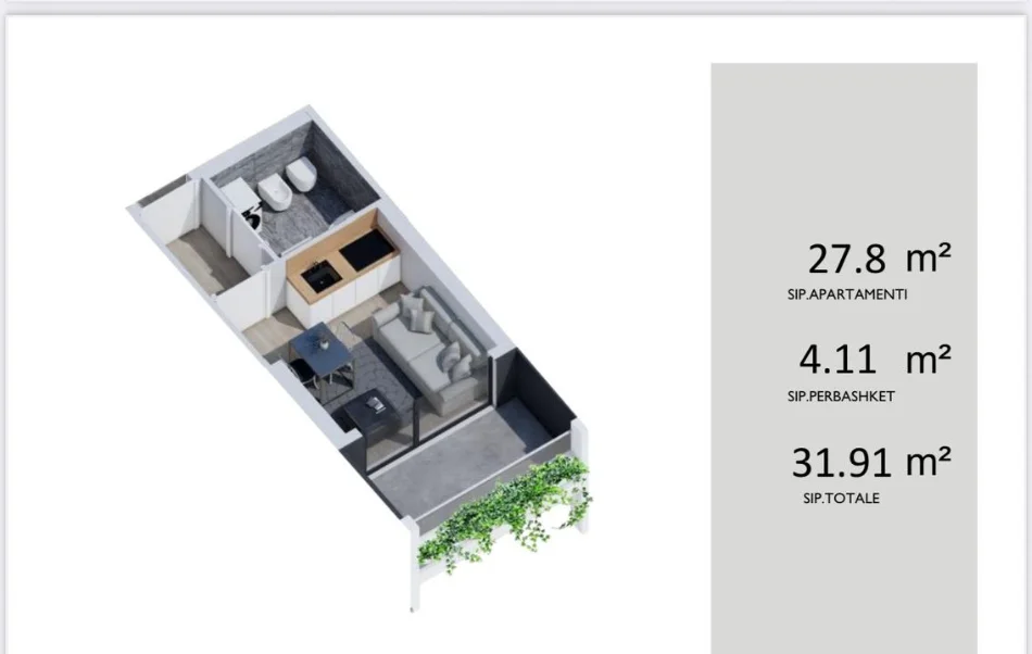 Shengjin, shitet apartament 1+1 Kati 4, 31 m² 46.500 € (Shengjin)