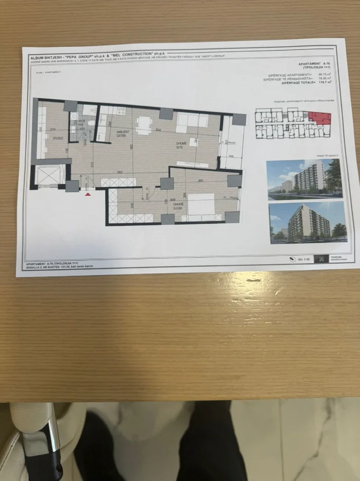 Tirane, shitet apartament 1+1 Kati 9, 118 m² 190.000 € (FUSHA AVIACIONIT)