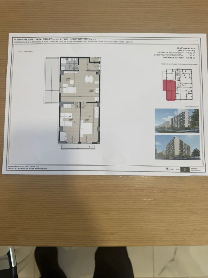 Tirane, shitet apartament 2+1 Kati 3, 133 m² 213.000 € (FUSHA AVIACIONIT)