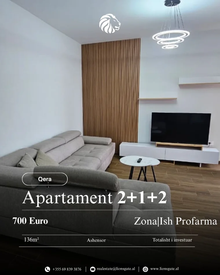 Tirane, jap me qera apartament 2+1 , 136 m² 700 € 