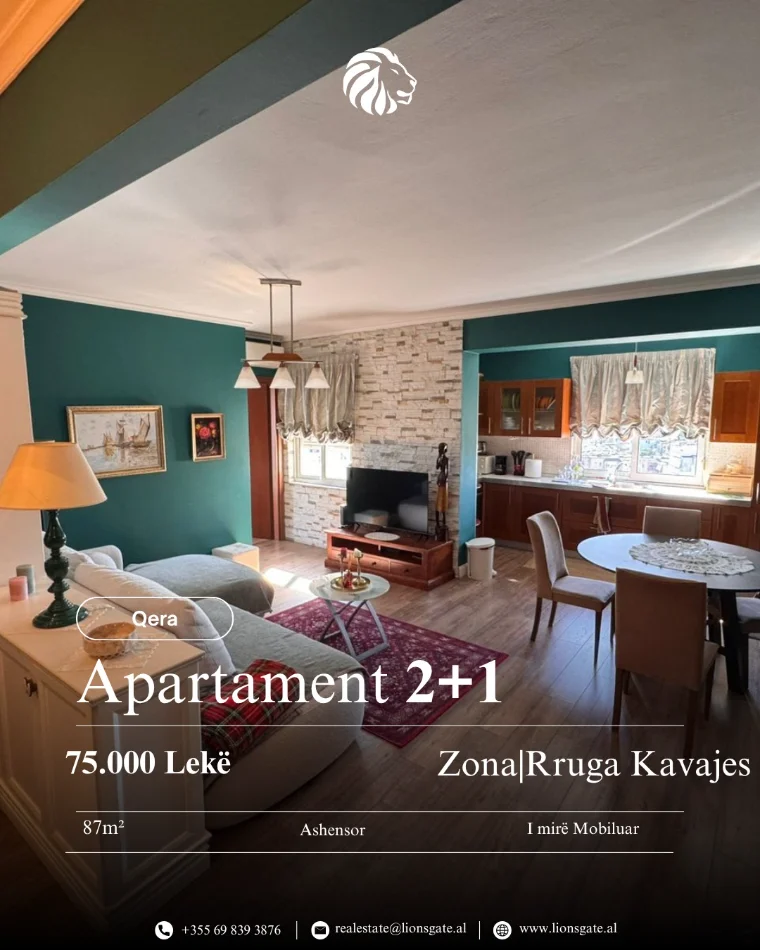 Tirane, jap me qera apartament 2+1 , 87 m² 750 € 