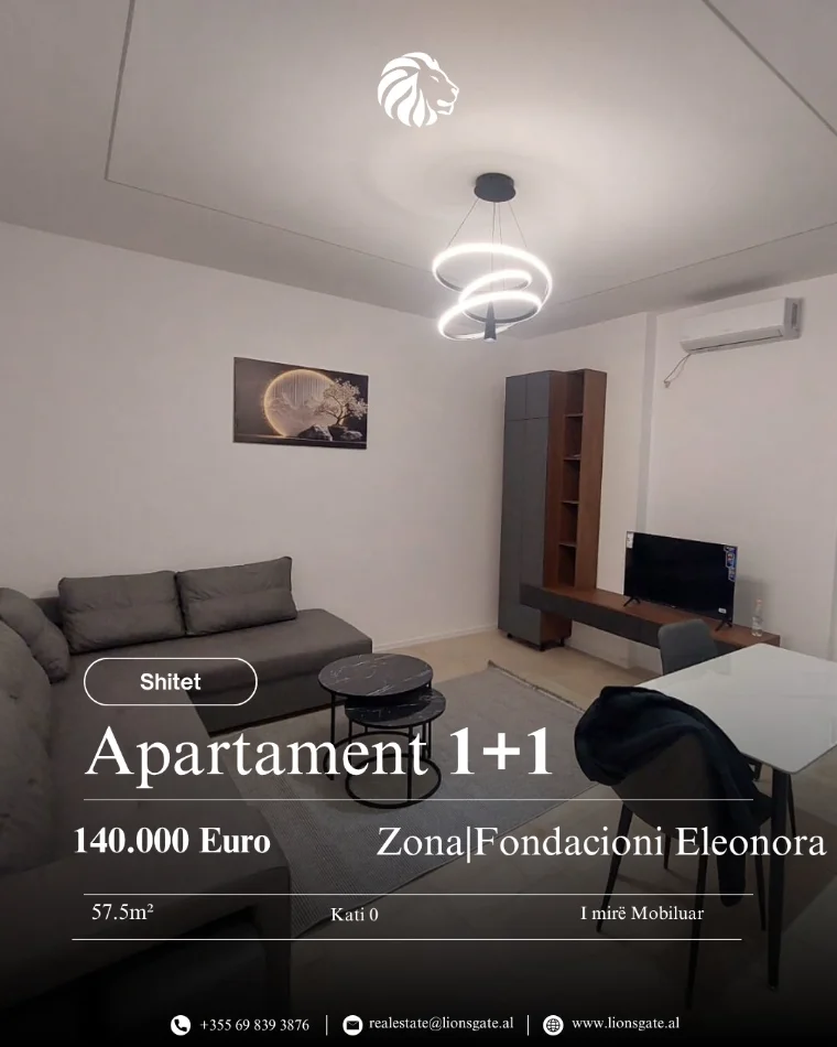Tirane, shes apartament 1+1 Kati 0, 57 m² 140.000 € (Fondacioni Eleonora)