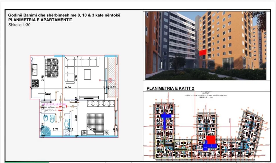 Tirane, shitet apartament 1+1+Ballkon Kati 2, 70 m² 110.000 €