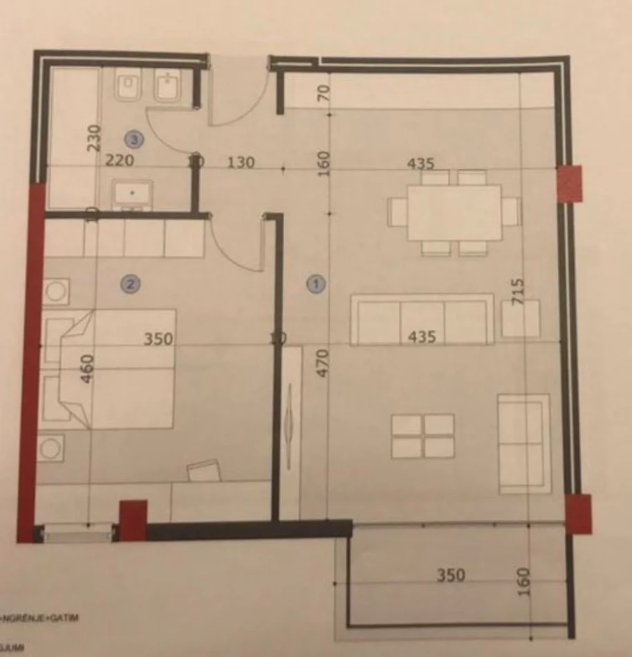 Tirane, shitet apartament 1+1+Ballkon Kati 3, 78 m² 116.000 € (Ali Demi)