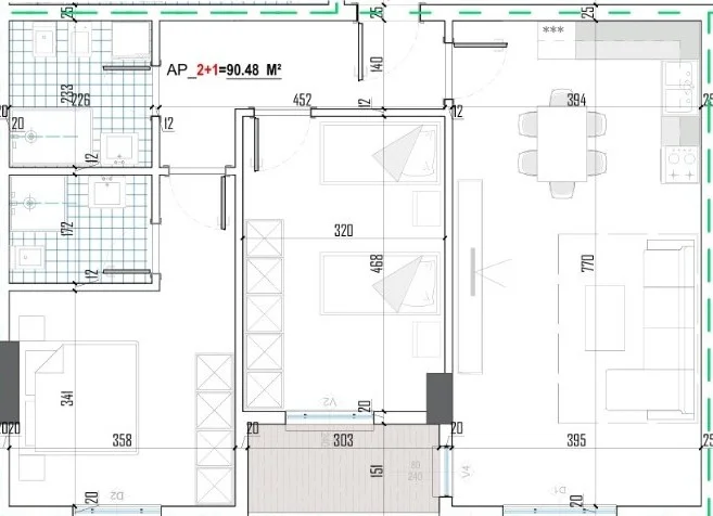 Tirane, shitet apartament 2+1+Aneks+Ballkon Kati 2, 106 m² 127.000 € 