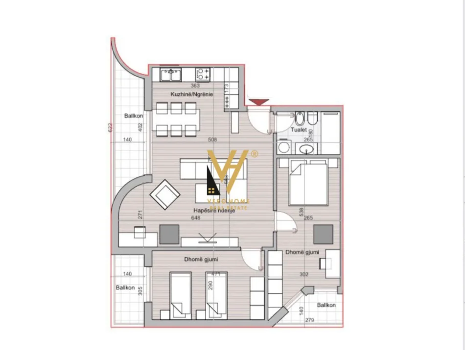 Tirane, shitet apartament 2+1+Ballkon Kati 17, 127 m² 294.000 € (HORA VERTIKALE, MUHAMET GJOLLESHA)