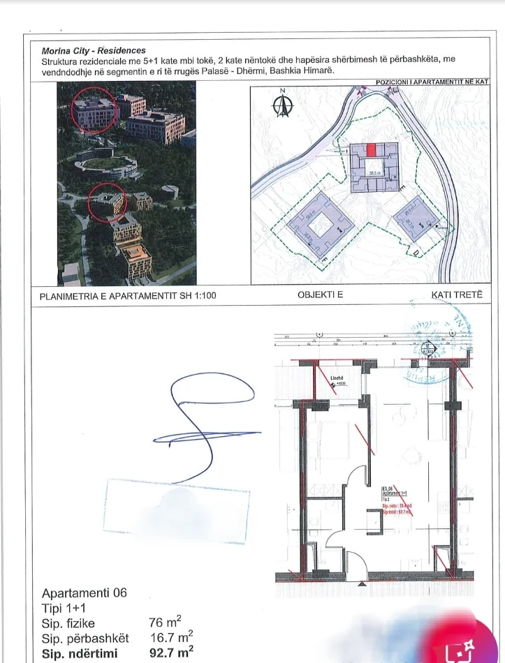 Vlore, shitet apartament 1+1 Kati 3, 92 m² 259.560 € (Dhermi)