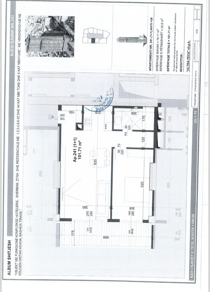 Tirane, shitet apartament 1+1 Kati 28, 101 m² 274.617 € (LAPRAKE)