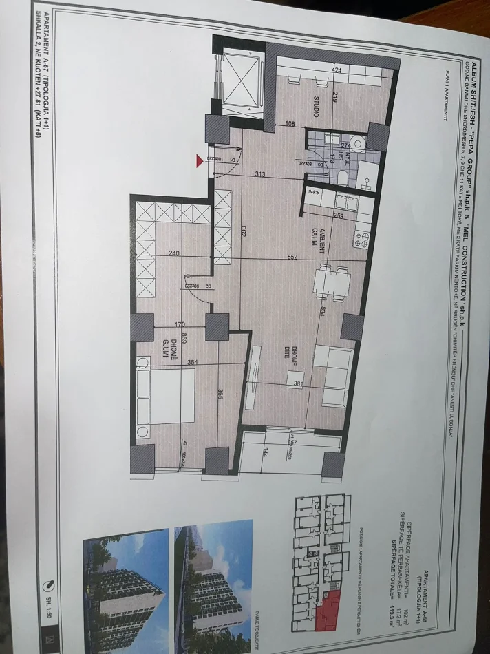 Tirane, shitet apartament 2+1 Kati 9, 119 m² 179.000 € (FUSHA AVIACIONIT)