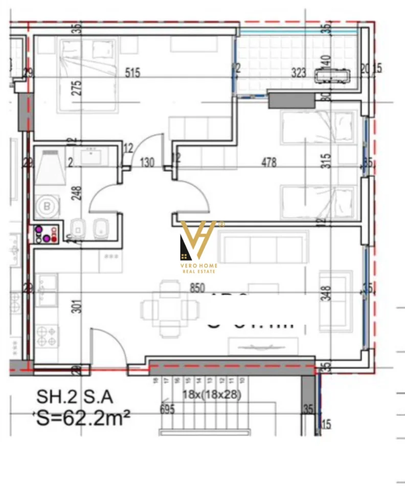 Vlore, shitet apartament 2+1+Ballkon Kati 5, 95 m² 267.000 € (LUNGOMARE)