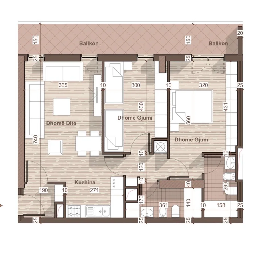 Tirane, shitet apartament 2+1+Aneks+Ballkon Kati 8, 109 m² 145.800 € 