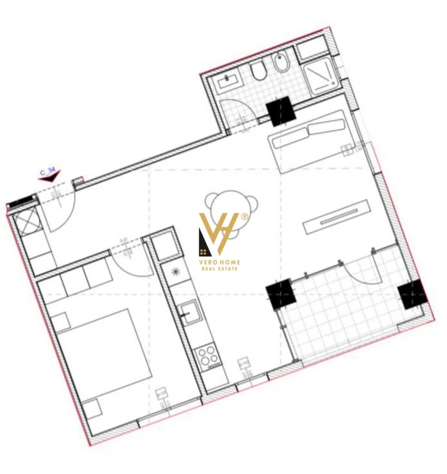 Tirane, shitet apartament 1+1+Ballkon Kati 7, 73 m² 88.000 € (AS)