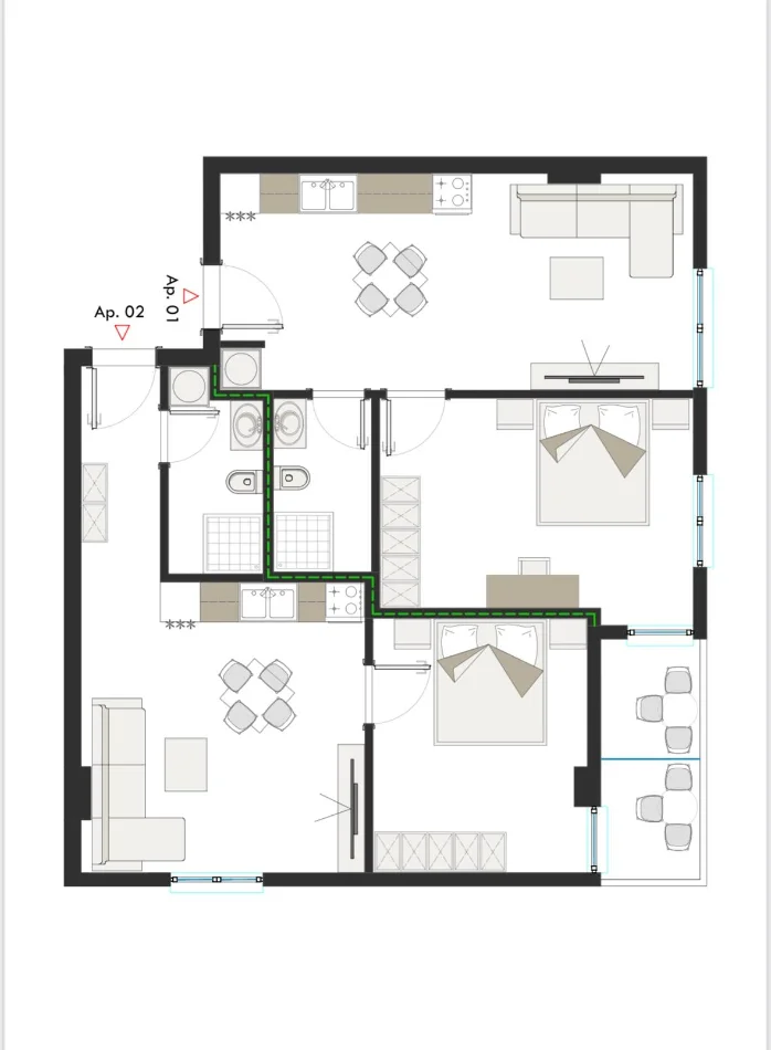 Tirane, shitet apartament 3+1+Ballkon Kati 6, 114 m² 158.500 € (+Garazh. Fundi Bulevardit te Ri - Paskuqan afer Unazes se Madhe Rr. Lidhja Prizrenit.)