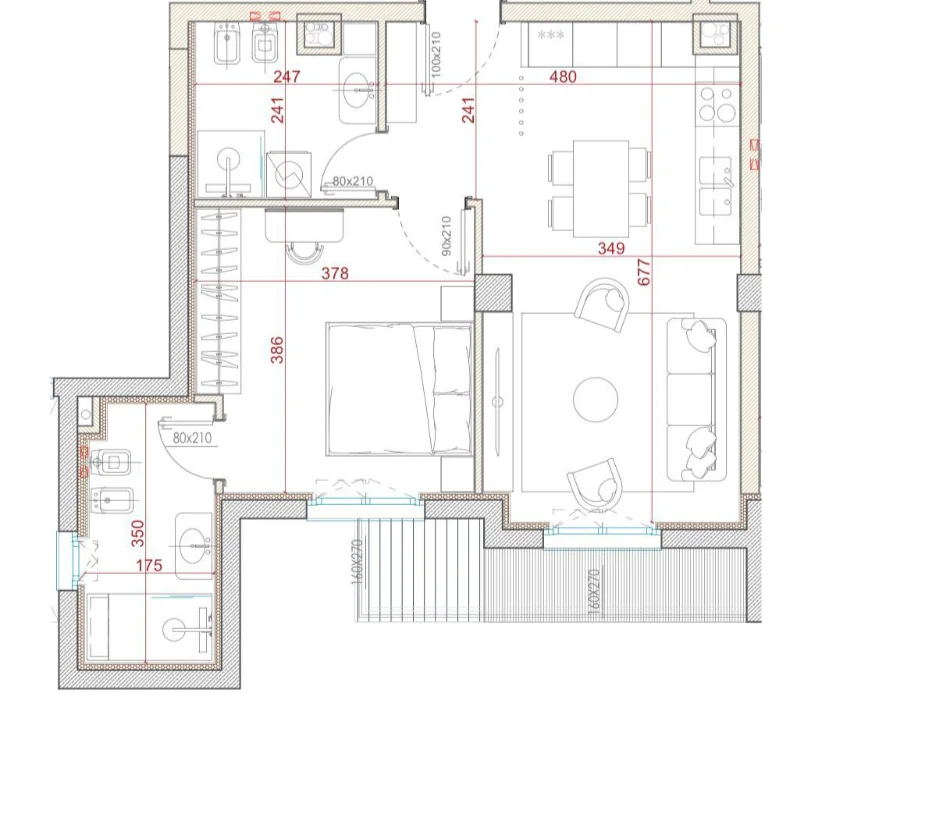 Tirane, shitet apartament 1+1+Aneks+Ballkon Kati 4, 80 m² 190.300 € 