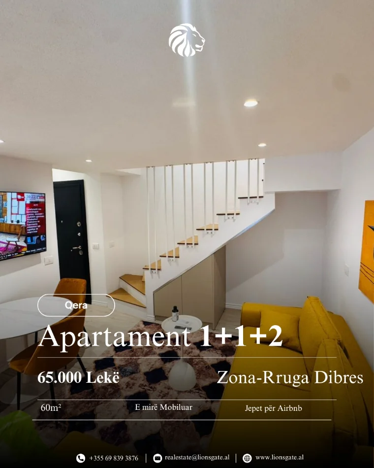 Tirane, jap me qera apartament 1+1 , 60 m² 650 € 