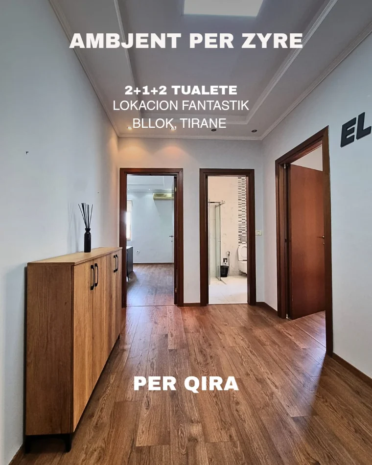 Tirane, jepet me qera apartament 2+1+Ballkon Kati 10, 120 m² 2.000 € (bllok)