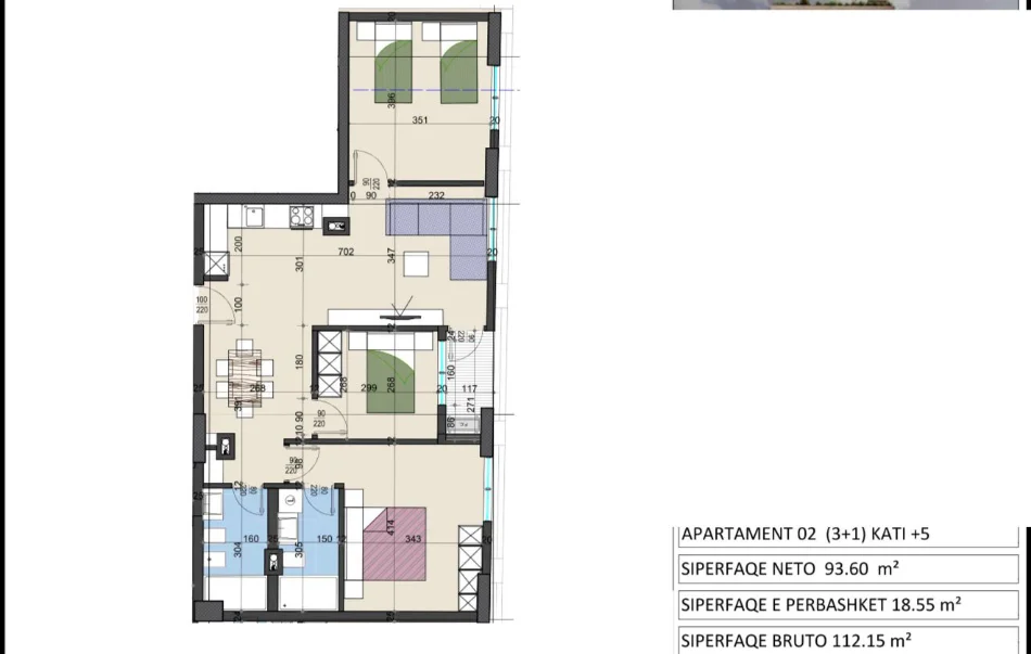 Tirane, shitet apartament 3+1+Ballkon, 112 m² 247.500 € (Prane Gjimnazit Partizani)