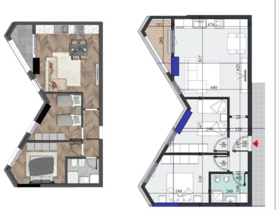 Tirane, shitet apartament 2+1+Ballkon Kati 5, 88 m² 157.000 € (Zog i Zi)