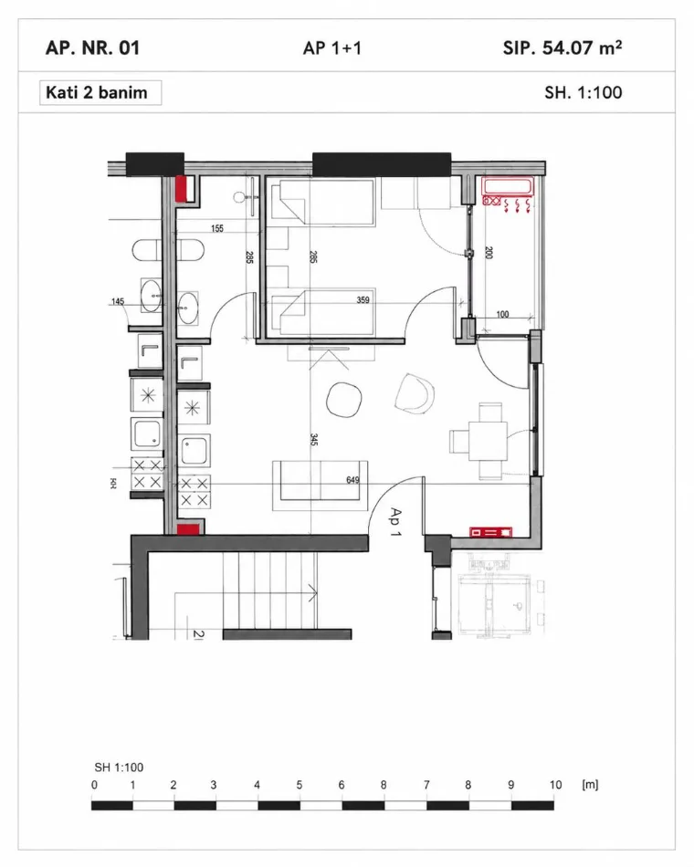 Tirane, shitet 1+1 Kati 2, 54 m² 120.000 € (Residenca Henke (rruga Bedri Karapici))