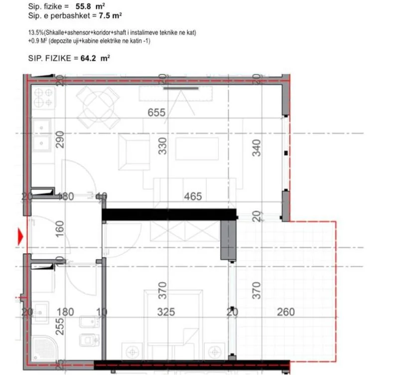 Lezhe, shitet apartament 1+1+Ballkon Kati 12, 65 m² 67.410 € (Shengjin)