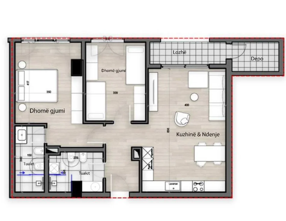 Tirane, shitet apartament 2+1 Kati 2, 121 m² 193.800 € (Porcelan)