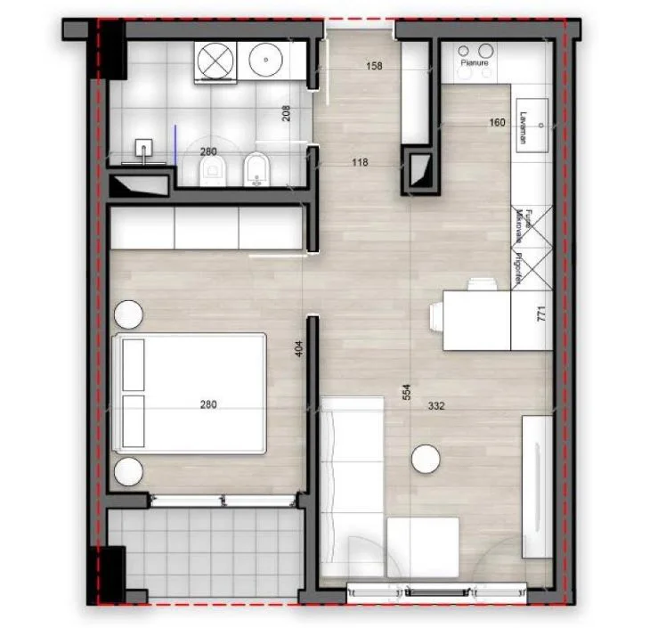 Tirane, shitet apartament 1+1 Kati 5, 66 m² 105.728 € (Porcelan)