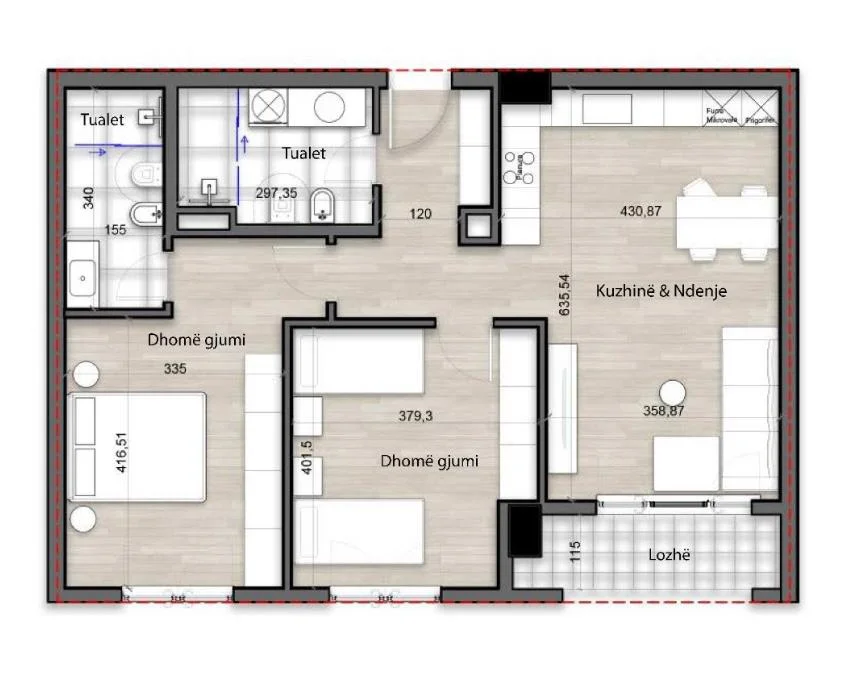 Tirane, shitet apartament 2+1 Kati 4, 114 m² 182.464 € (Porcelan)